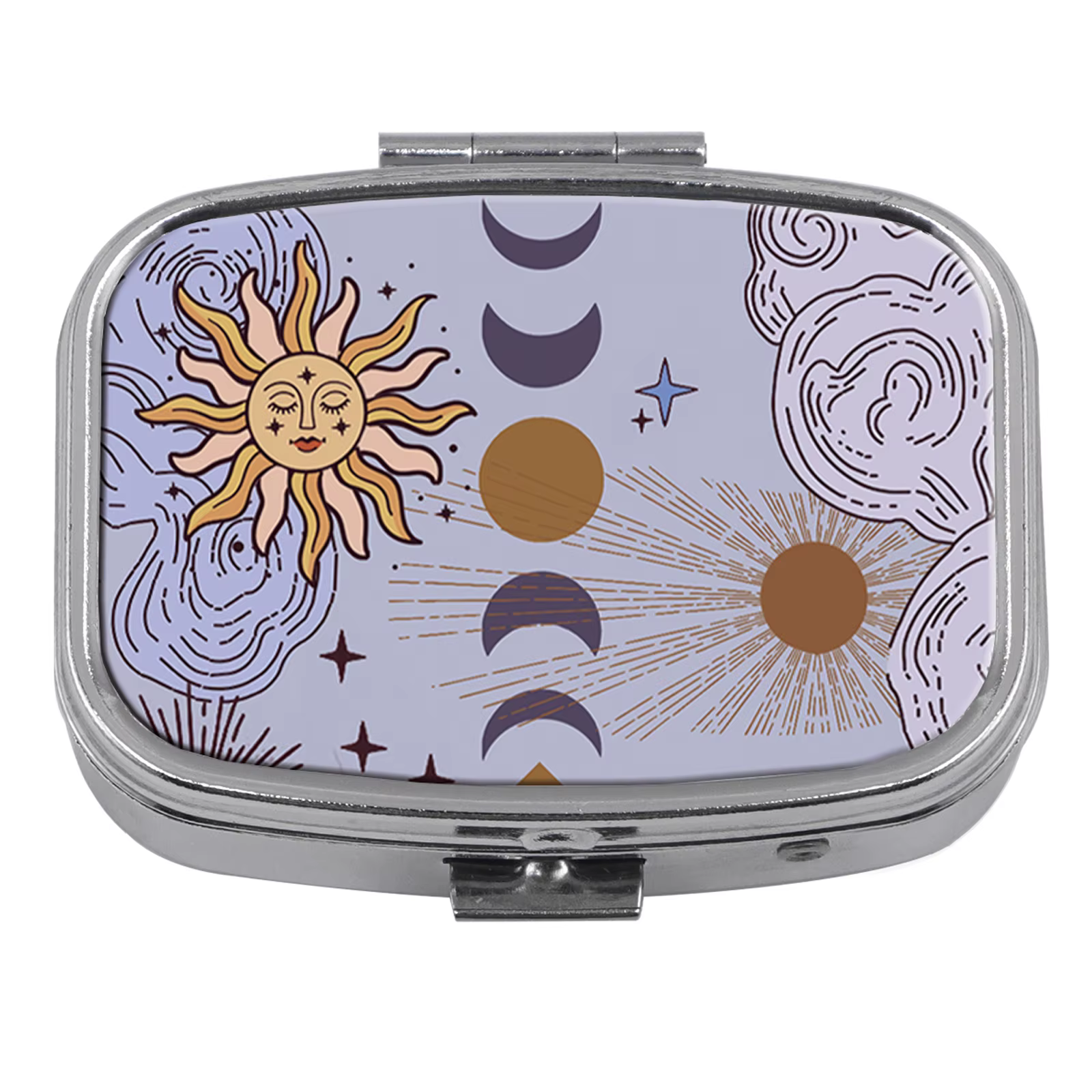 Boîtes à pilules soleil et lune, sous-paquet scellé Vintage, boîte à médicaments Portable, Mini orga