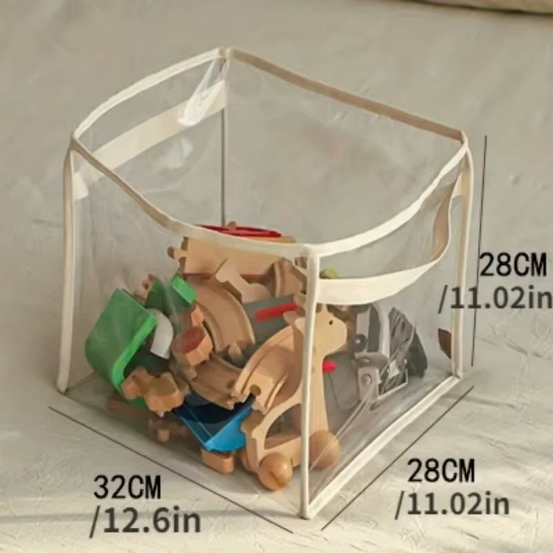 Panier de rangement pour jouets d'enfants, boîte de rangement transparente, pour jouets en peluche,