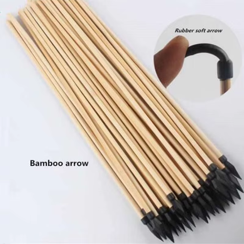 10 pièces flèche en bois naturel diamètre 7mm longueur 42cm avec caoutchouc flèche souple arc tir à 