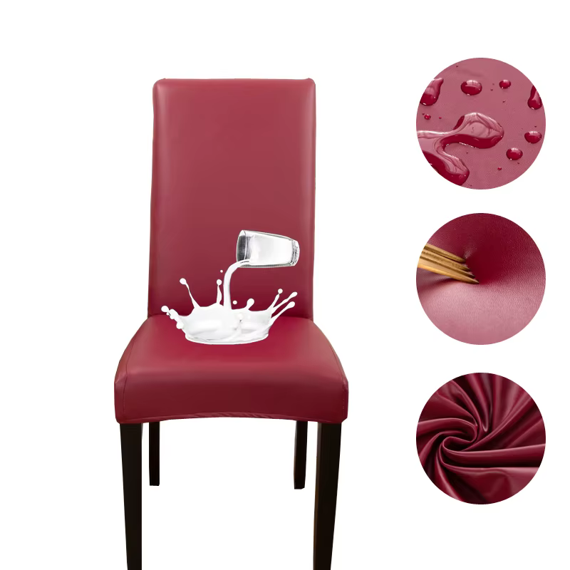 Housse de chaise en cuir pour salle à manger, tissu PU tout compris, imperméable, élastique, anti-po
