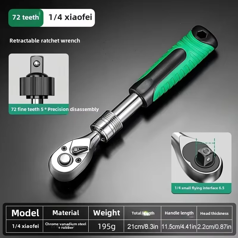 Jeu de clés à cliquet à 72 dents, en acier au chrome-vanadium, mécanisme automatique bidirectionnel,