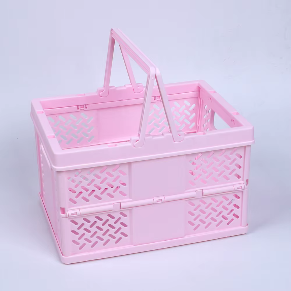 Panier de rangement pliable multifonctionnel avec poignée, boîte pliable en plastique, organisateur 