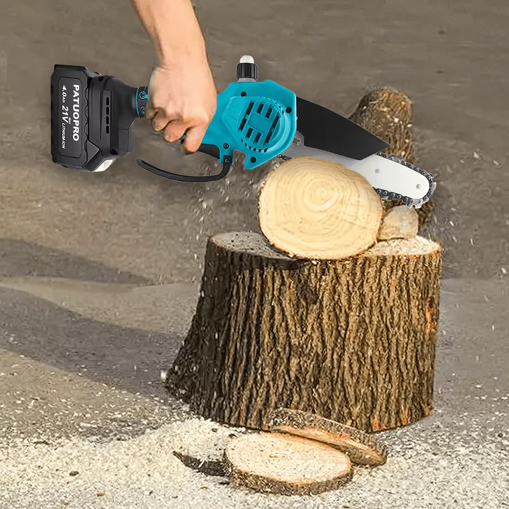 PATUOPRO Scie électrique sans fil de 6 pouces, tronçonneuse sans balais, outils de jardinage portati