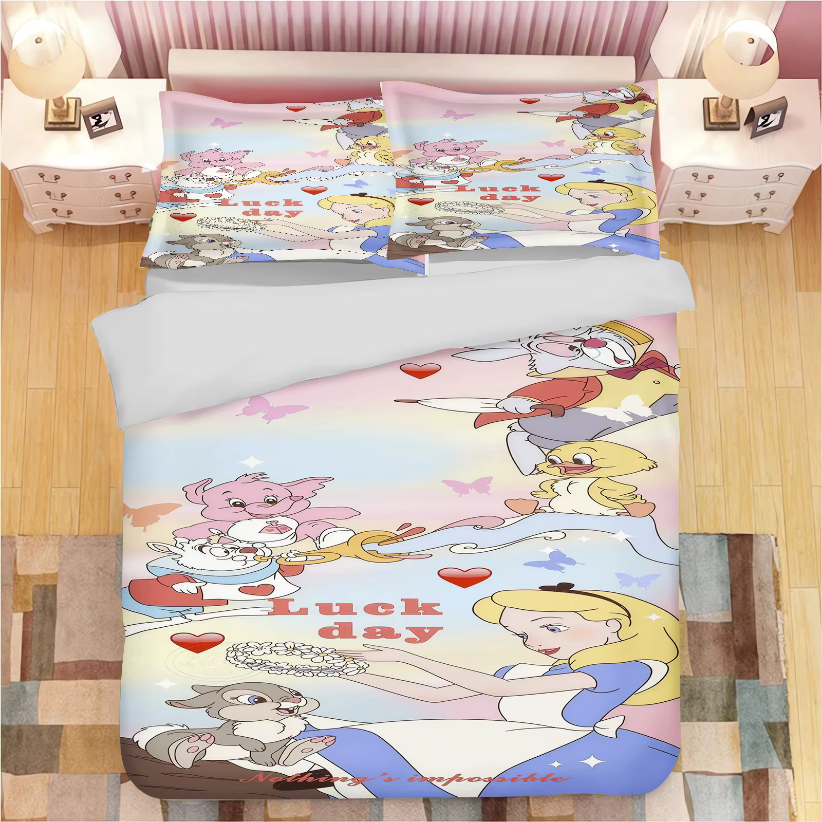 Housse de couette Princesse, taie d'oreiller mignonne, ensemble de literie, décoration de chambre po