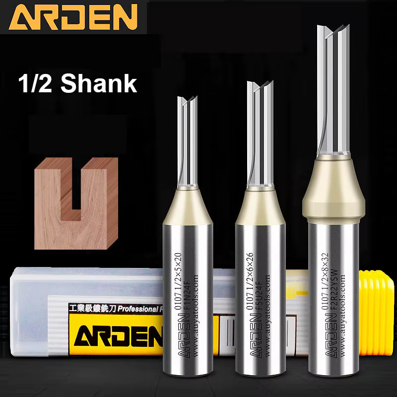 Arden 2 cannelures TCT fraise à bout droit travail du bois CNC outil carbure coupe 1/2 tige routeur