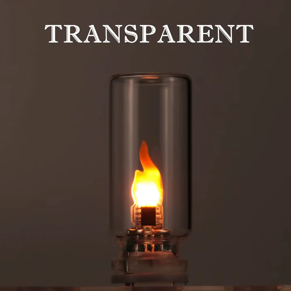 Lampe de chevet USB à flamme vacillante LED, en verre dépoli transparent, flamme simulée pour voitur