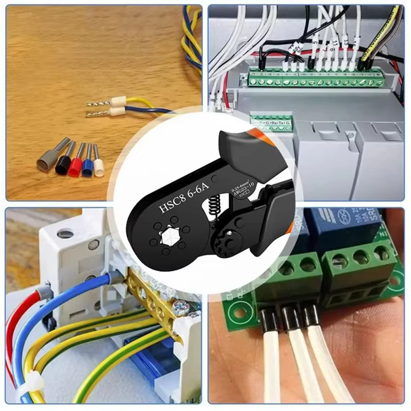 Kit d'outils de sertissage de virole à cliquet auto-ajustable Hexagonal 23-10AWG 0.25-6 mm2 Kit de s