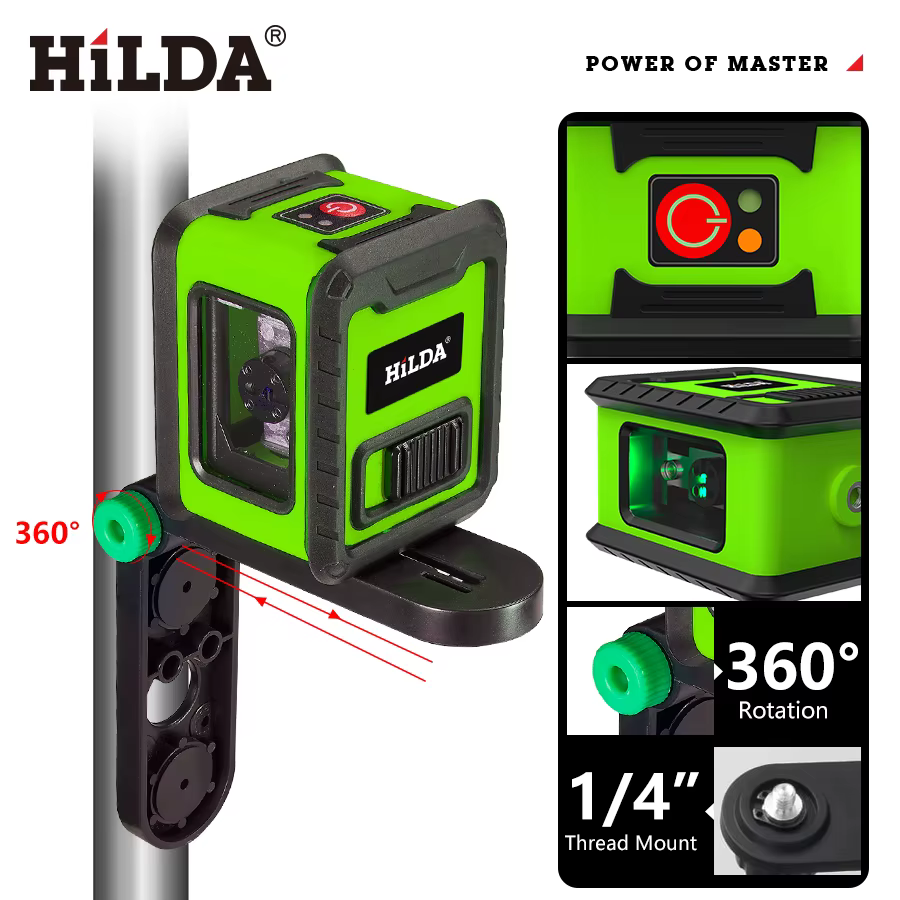 HILDA niveau Laser mètre 2 lignes croix niveau vert Laser niveau Laser à niveau horizontal et vertic