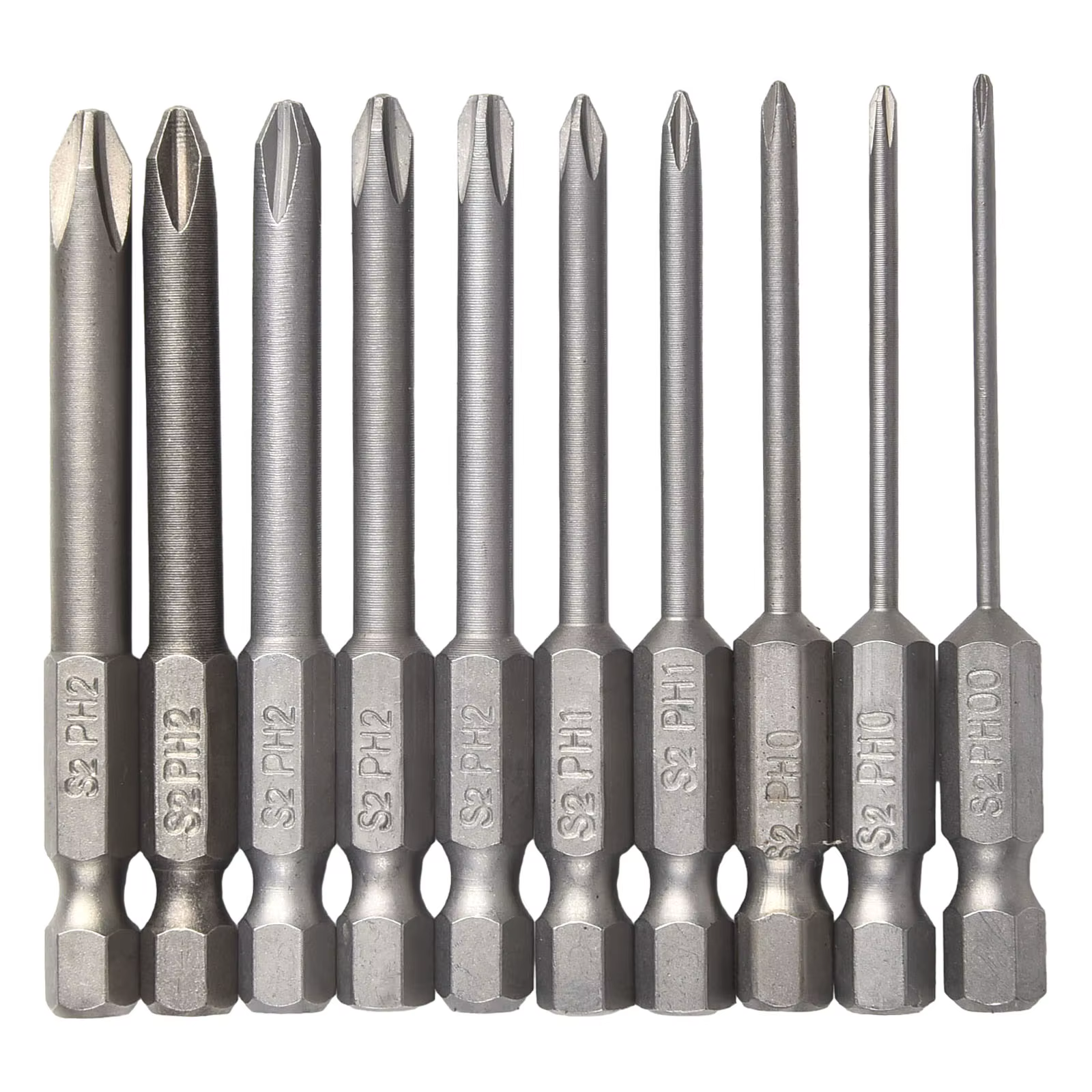 10 pièces 65mm magnétique 1/4 pouces Hex électrique tournevis cruciforme embouts PH00 PH0 PH1 PH2 ti
