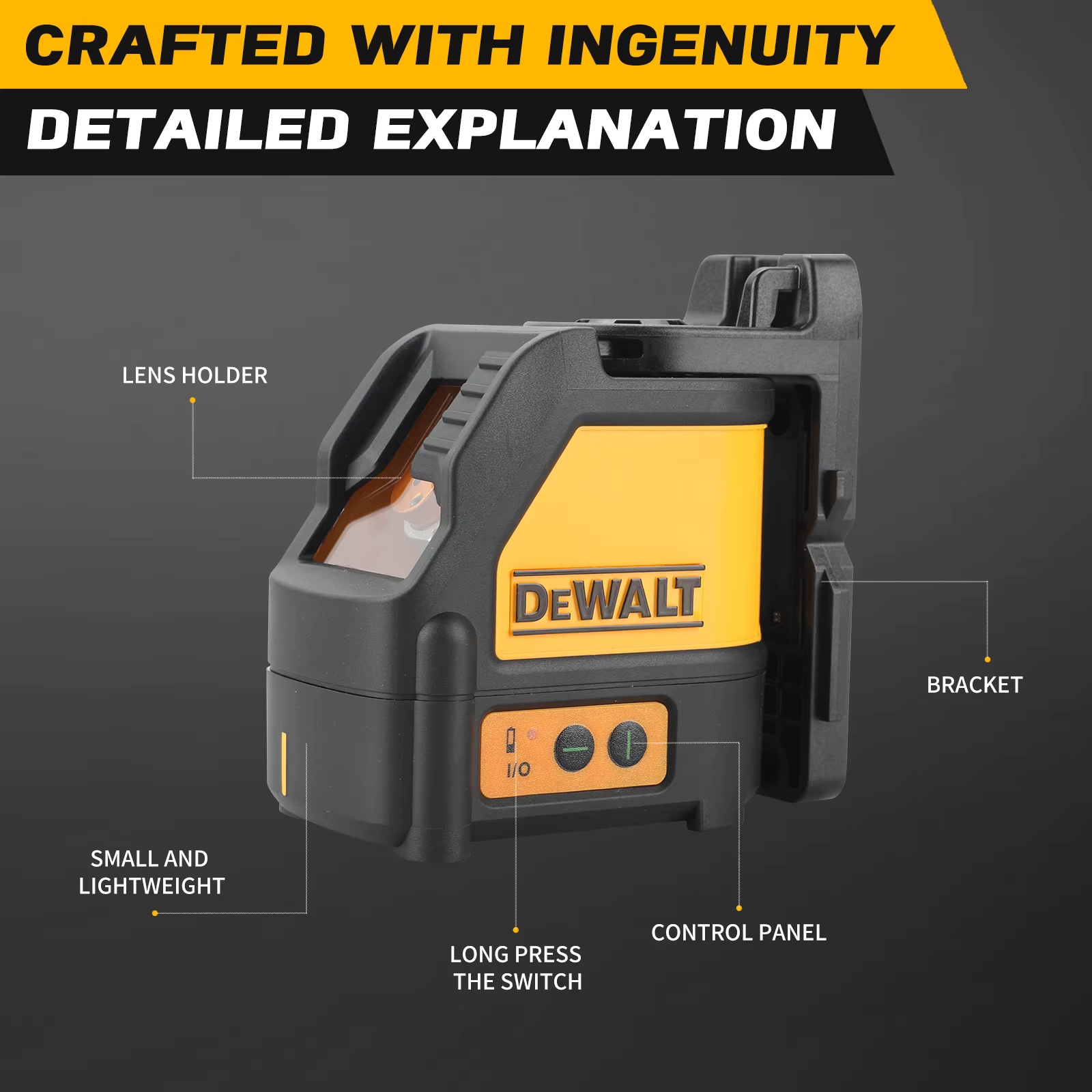 DEWALT niveau Laser 2 lignes lignes transversales lumière verte nivellement automatique niveau Laser
