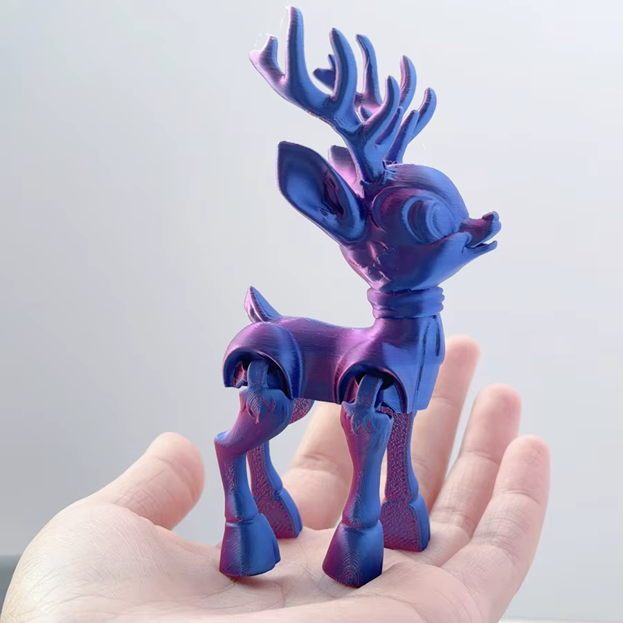 Modèle de renne mignon imprimé en 3d, ornement Animal en plastique qui peut balançer, articulations 