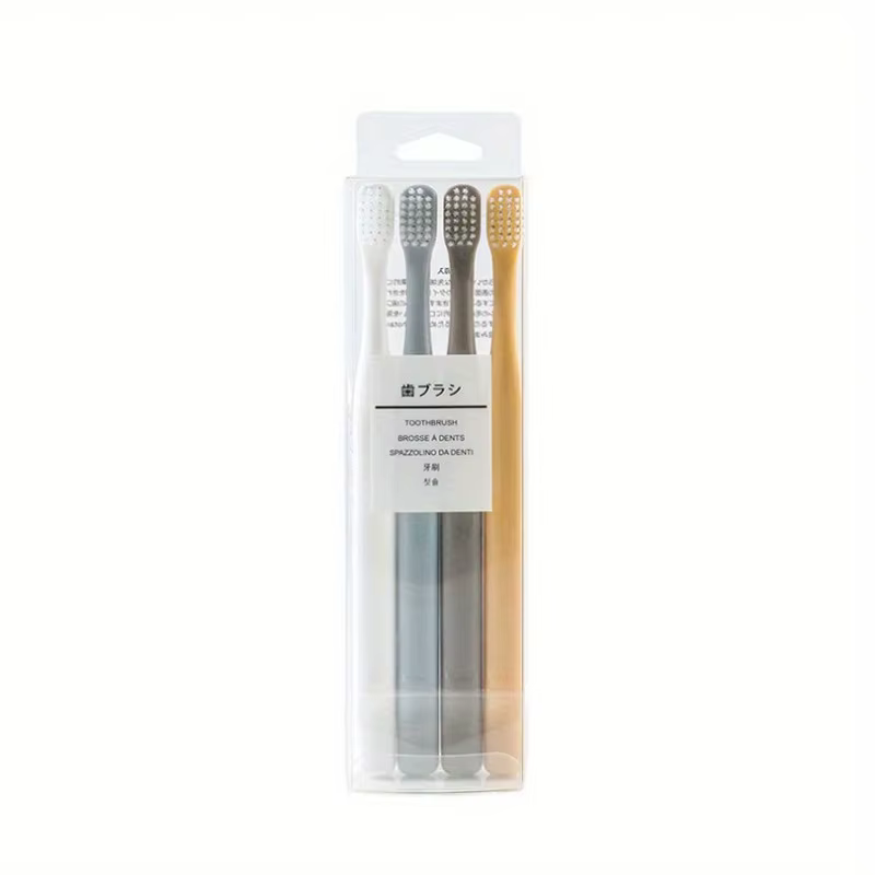 Lot de 4 brosses à dents japonaises Macaron – Poils souples, petite tête pour adulte, brosse à dents