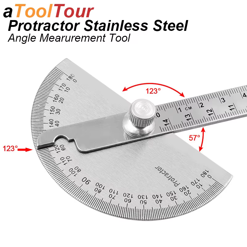 Règle de mesure d'angle en acier inoxydable, rapporteur de 180 degrés, goniomètre, outil de mesure p