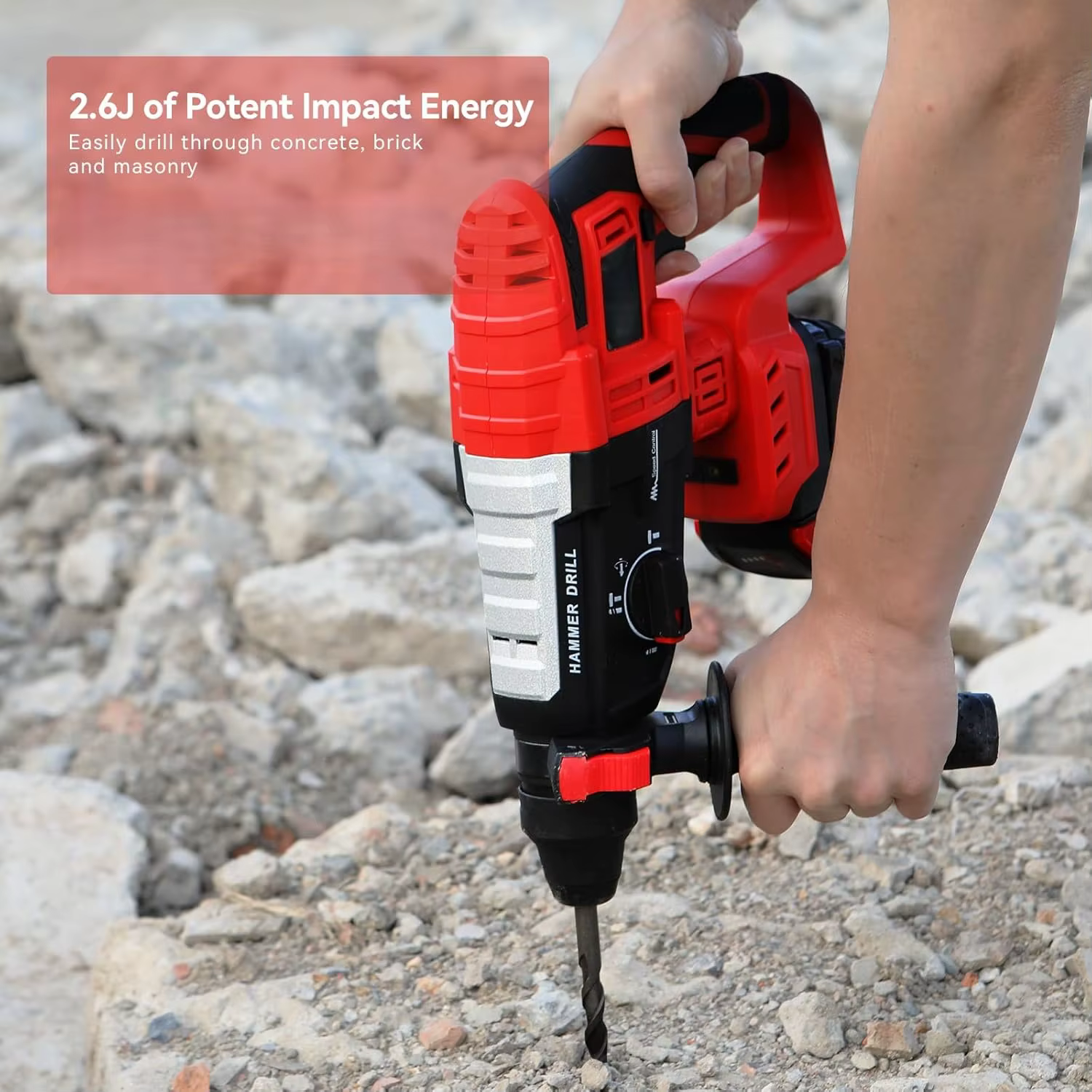 Marteau perforateur rotatif pour perceuse à percussion Milwaukee M18 2.6J avec 4 modes 360° °   Mote