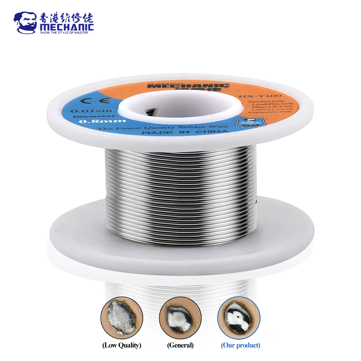 MÉCANIQUE HX-T100 55g Noyau de colophane douce 183 ℃   Point de fusion 0.2mm-1.2mm, fil à souder de 