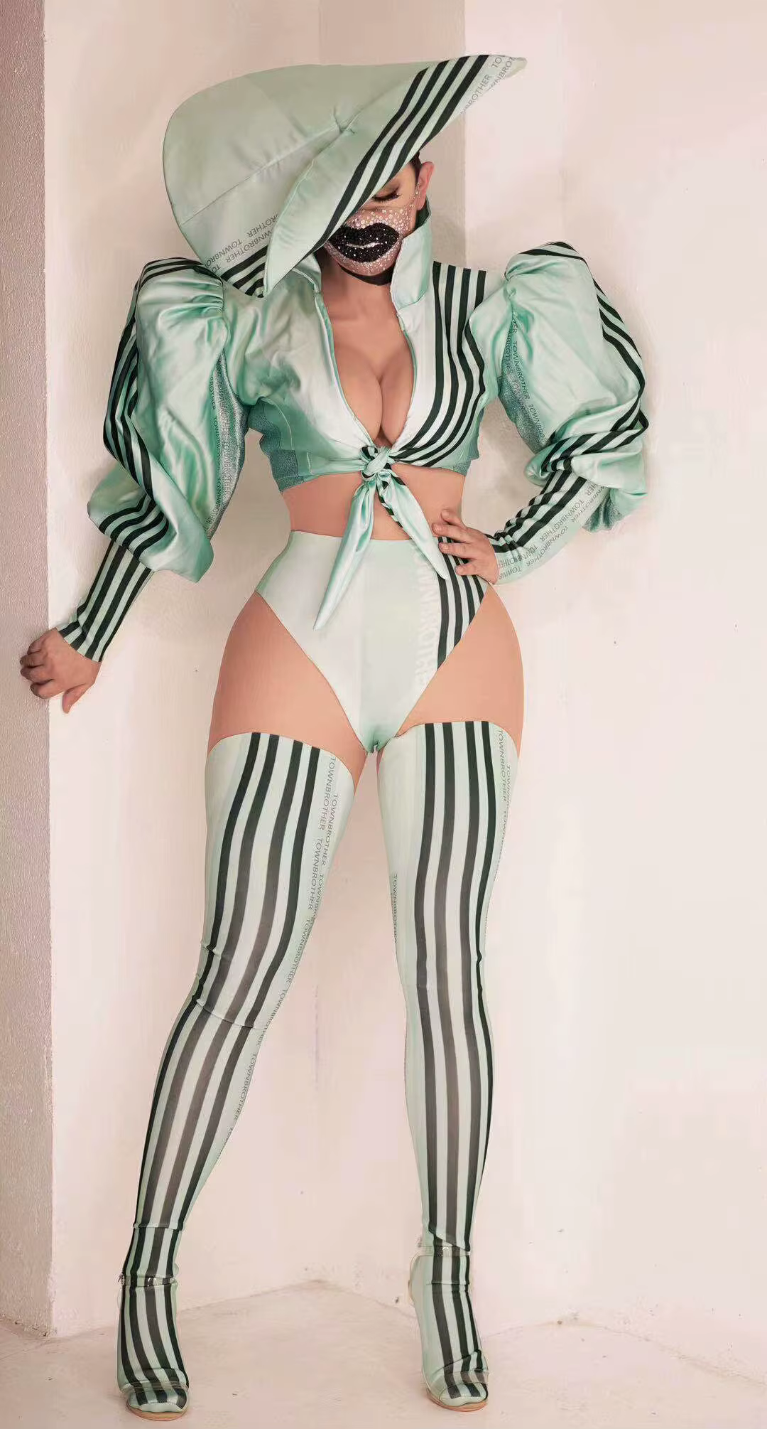 Costume de brevSexy pour Discothèque, Bar, ix, DJ, Ds, Chapeau, Veste, Couvre-Pieds d'Artiste, Vêtem