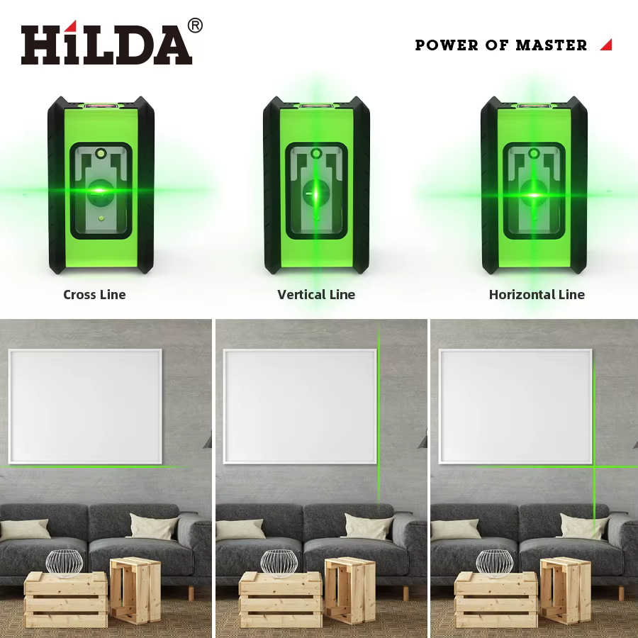 HILDA niveau Laser mètre 2 lignes croix niveau vert Laser niveau Laser à niveau horizontal et vertic
