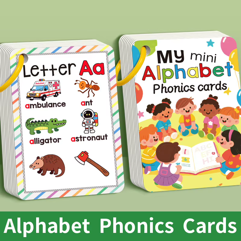 156 mots avec images, 26 lettres, cartes de l'alphabet anglais, cartes flash pour enfants, design co