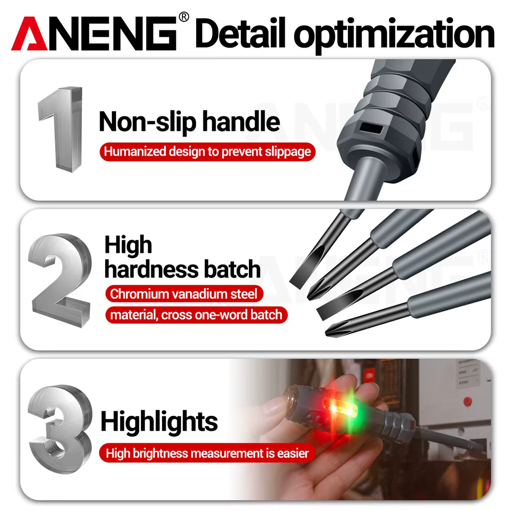ANENG B05 mot/tournevis croisés indicateur d'ampoule néon compteur stylo électrique isolé électricie