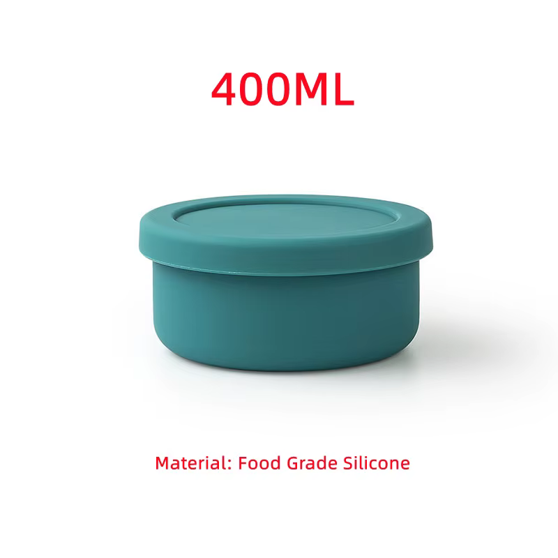 Boîte à lunch ronde en silicone, boîte à bento pique-nique en plein air, boîte de rangement, four à 