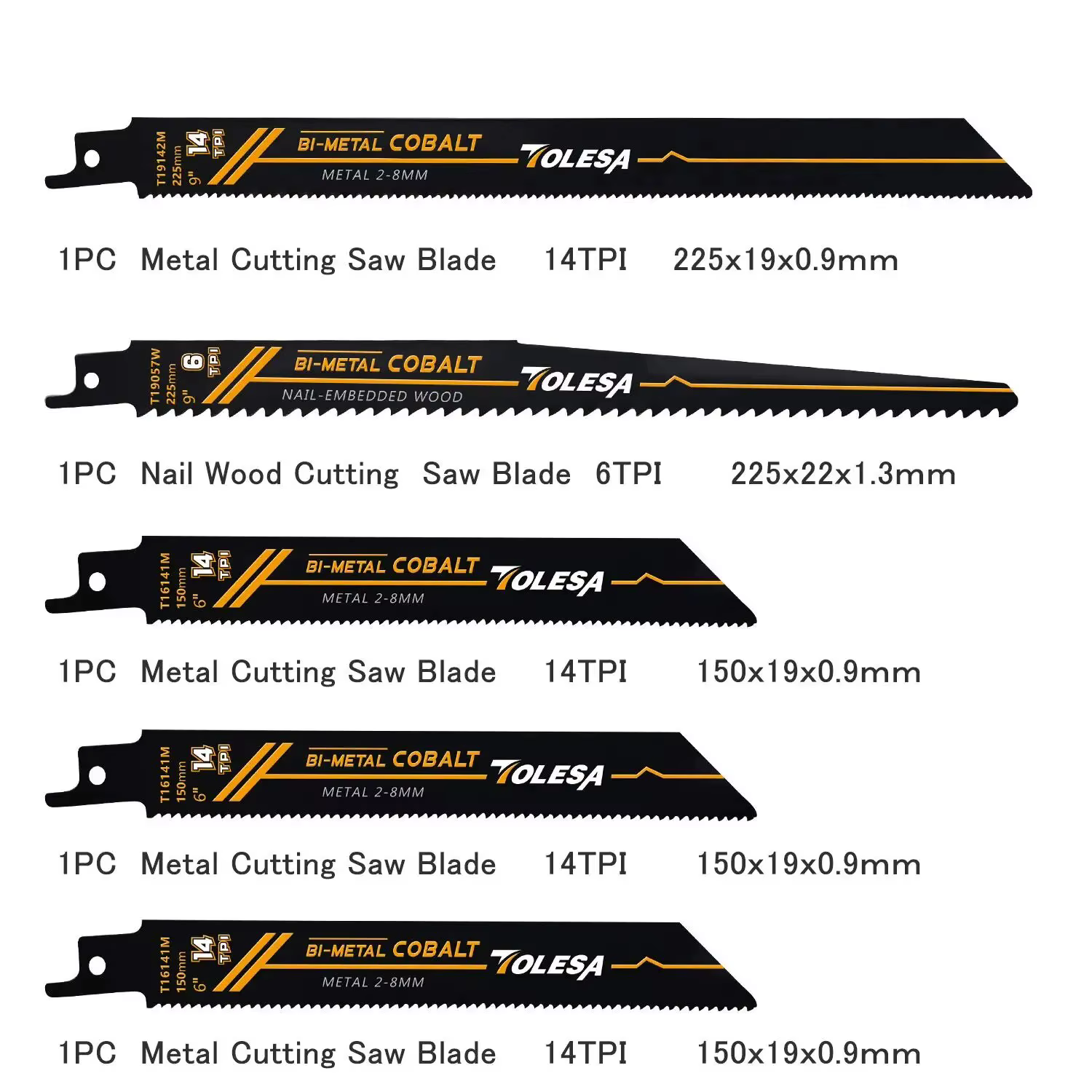 TOLESA 10 pièces lames de scie bi-métal alternatives pour l'élagage du bois PVC coupe métal lourd co