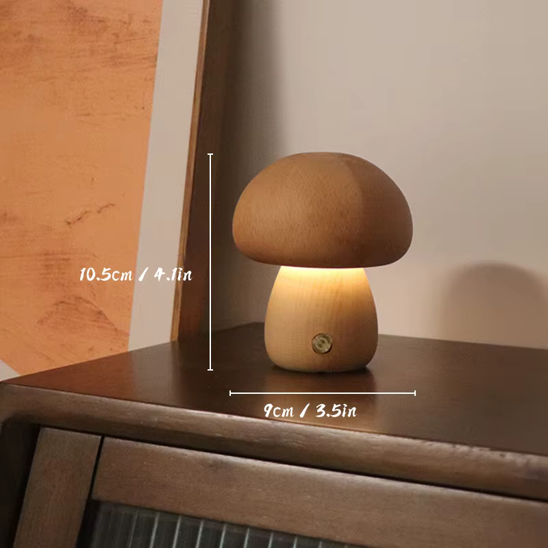 Champignons en bois veilleuse interrupteur tactile chambre lampe de Table de chevet noyer hêtre bois