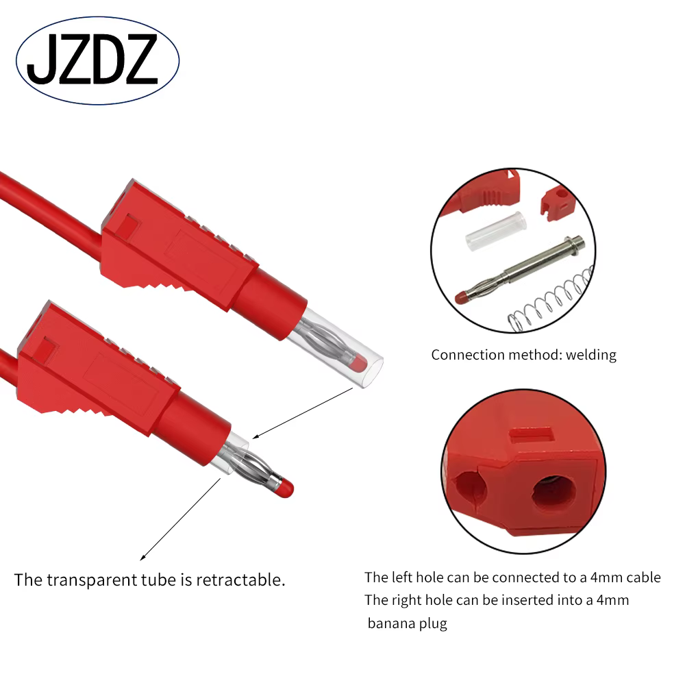 JZDZ 200CM 5 pièces sécurité rétractable 4MM fiche banane multimètre fils de Test câble ligne fil ou