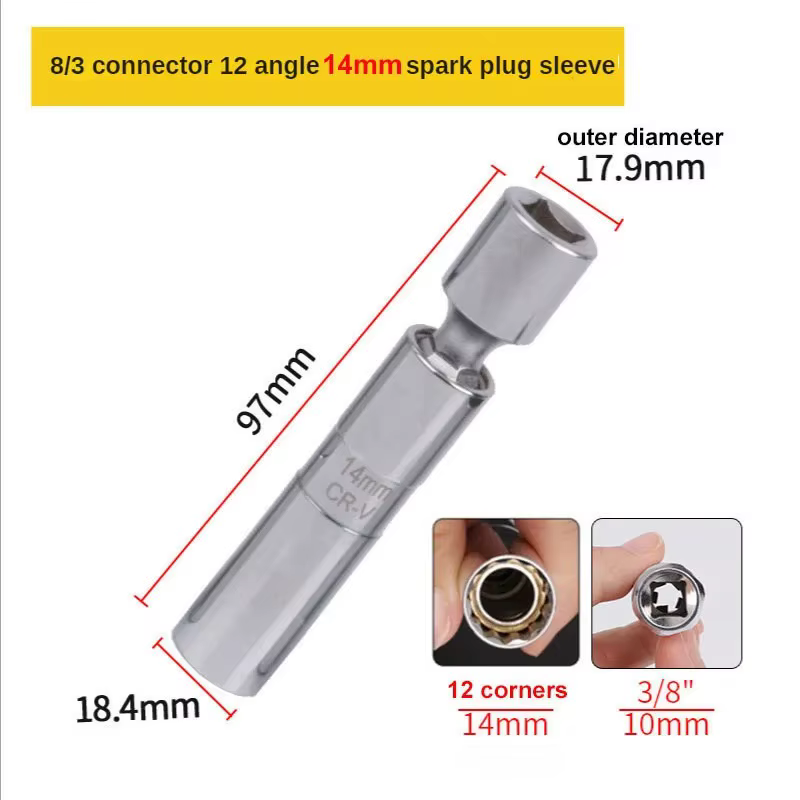 Outil de retrait de bougie d'allumage 14mm 16mm, clé à manchon magnétique 3/8 pouces, clé de bougie 