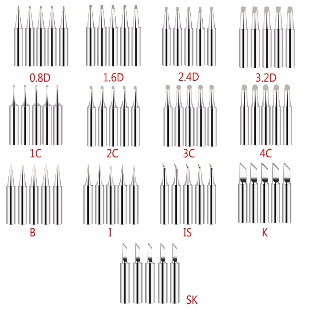 5 pièces 900M-T pointes de fer à souder IS/I/B/K/SK/2.4D/3.2D/1C/2C/3C/4C tête de pointes de soudage