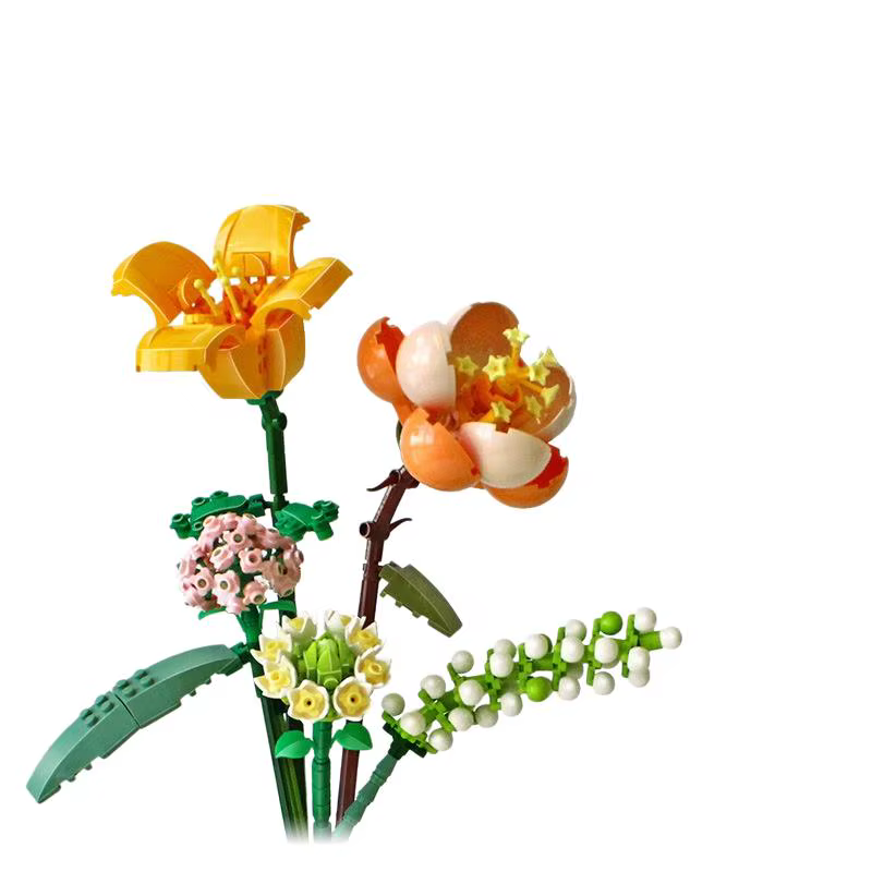 Blocs de construction en forme de bouquet, jouets cadeaux, décoration de plantes d'intérieur, modèle