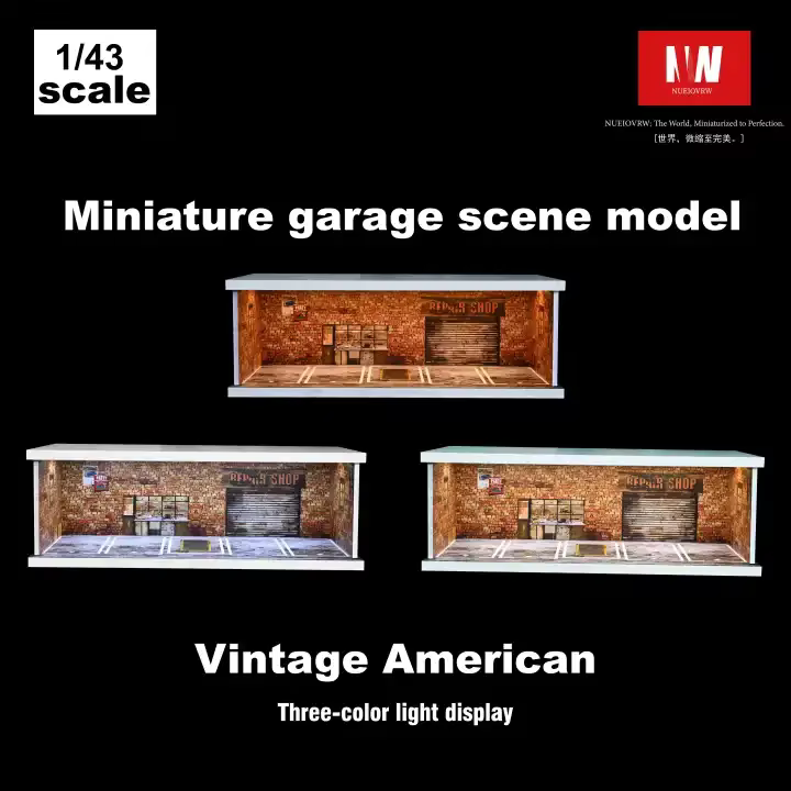 Diorama 1:43 : Modèles de voitures, garage, showroom, parking, scènes de présentation, jouets