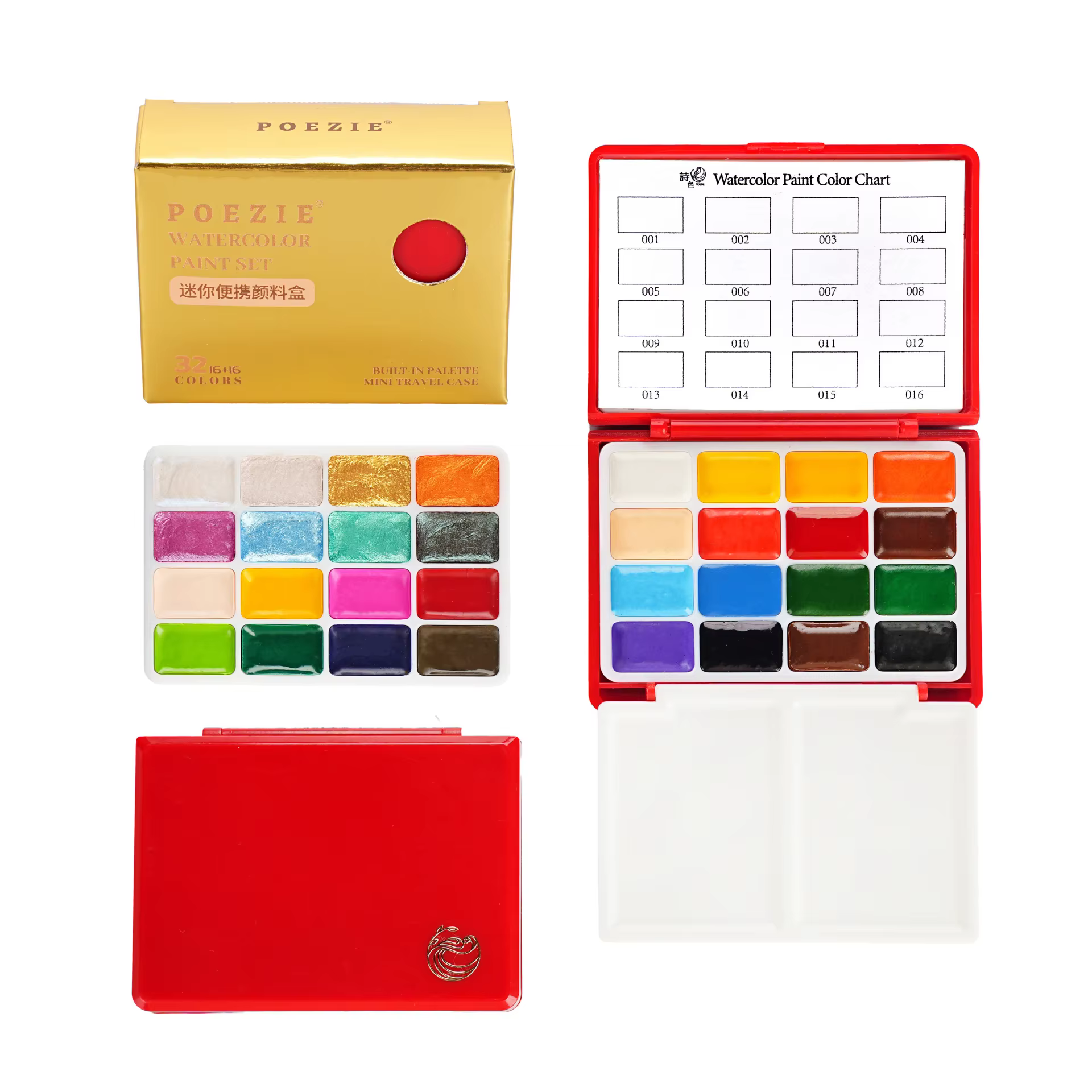 Kit de peinture à l'aquarelle solide professionnel de 32 couleurs, 0,5 ml, boîte pliable portable, o