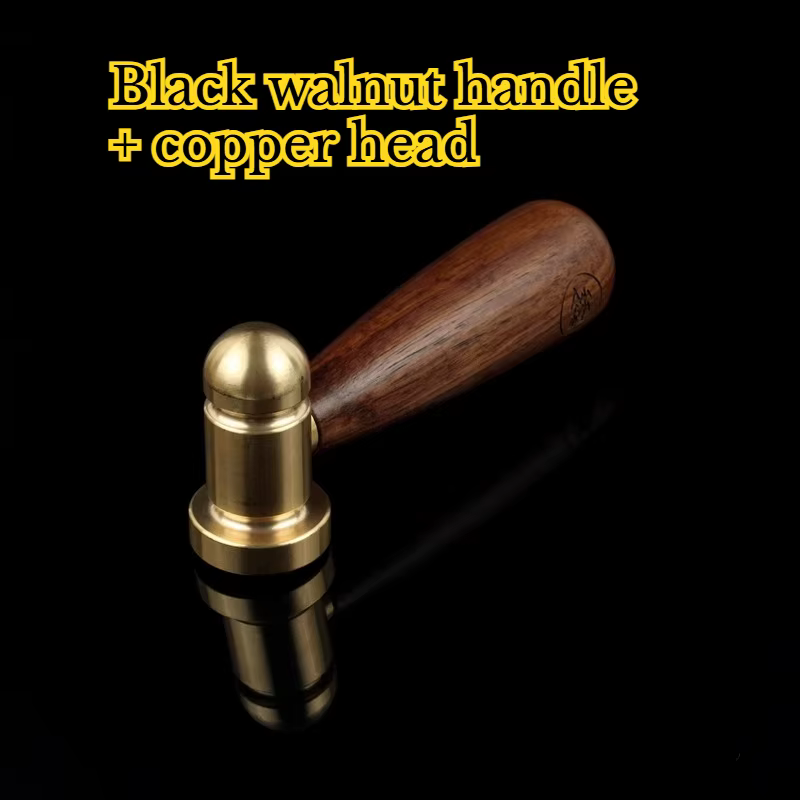 Petit marteau à graisse en laiton et bois de pêche noir, petit marteau à tête ronde en cuivre, brico