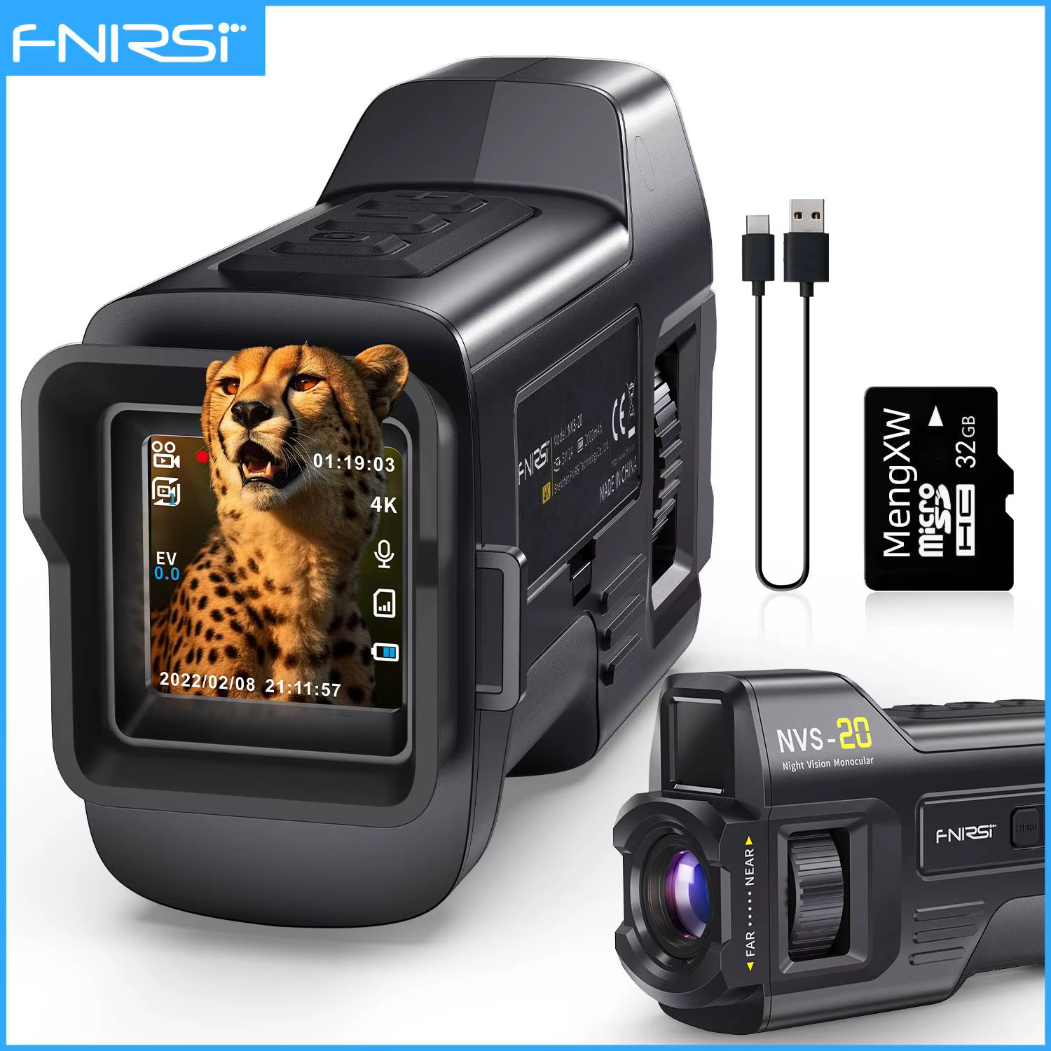 FNIRSI NVS-20 NVS-40 Dispositif de vision numérique HD 4K, zoom 6x, portée visuelle 300 m, prend en 