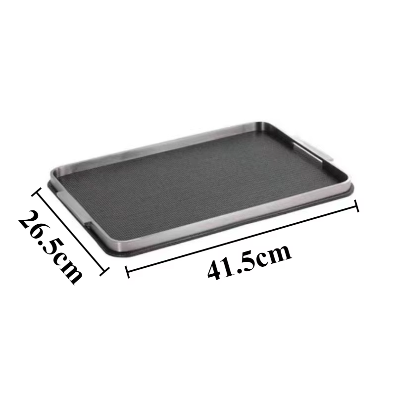 Plateau en métal et cuir, plateau de rangement de luxe moderne, plateaux de bureau décoratifs pour l