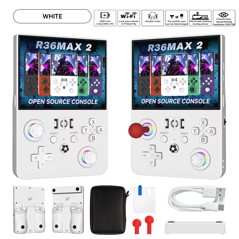 Console de jeu portable R36MAX2, système d'exploitation Linux, écran 4,5 pouces, 64 Go/128 Go, plus 