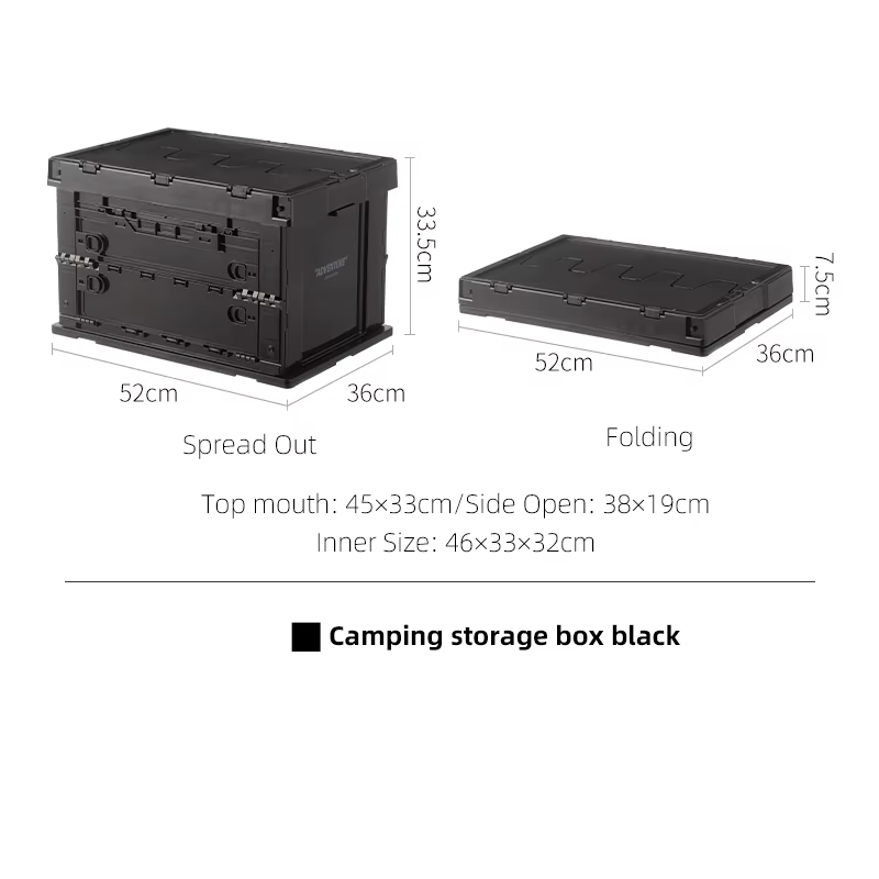 Maison/extérieur classique noir rétro Vintage boîte pliante de rangement pour le Camping