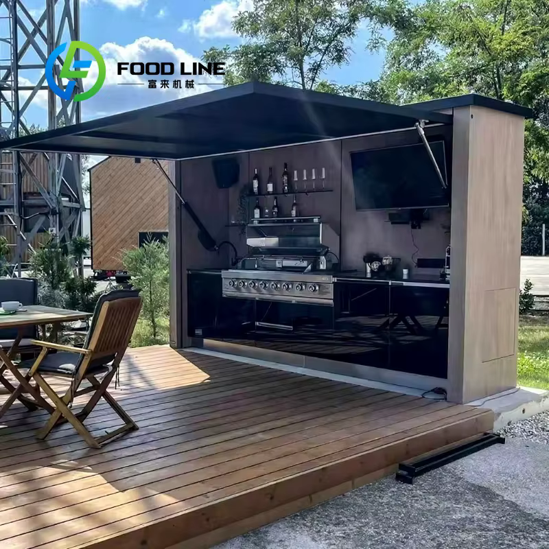 Abri modulaire personnalisé résistant aux intempéries avec pavillon de cuisine extérieure, ensemble 