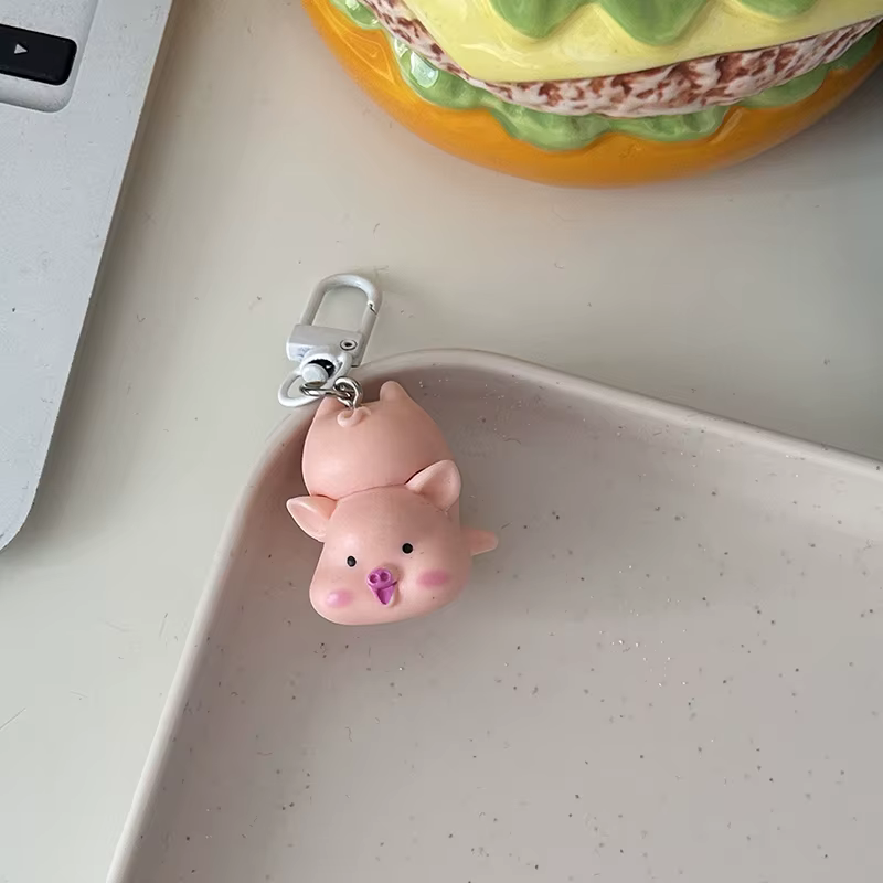 Porte-clés cochon tridimensionnel mignon et drôle, cochon Kawaii en forme d'animal, sac, pendentif d