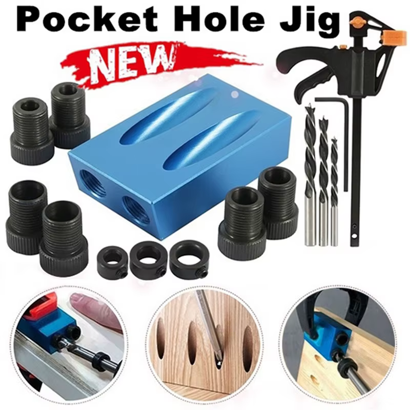 Nouveau 7/14/15 pièces trou de poche vis gabarit 15 degrés cheville perceuse menuiserie Kit charpent