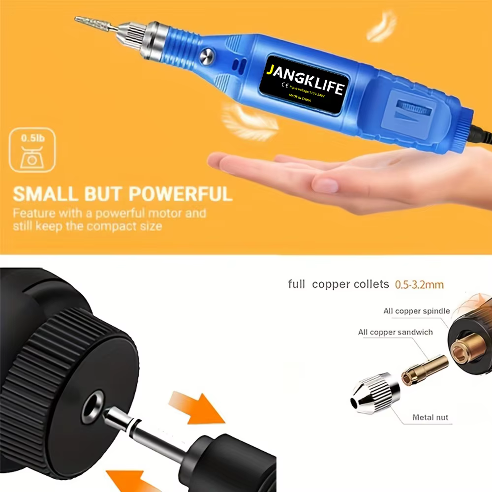 JANGKLIFE 9V Mini perceuse électrique stylo de sculpture perceuse à vitesse Variable outils rotatifs