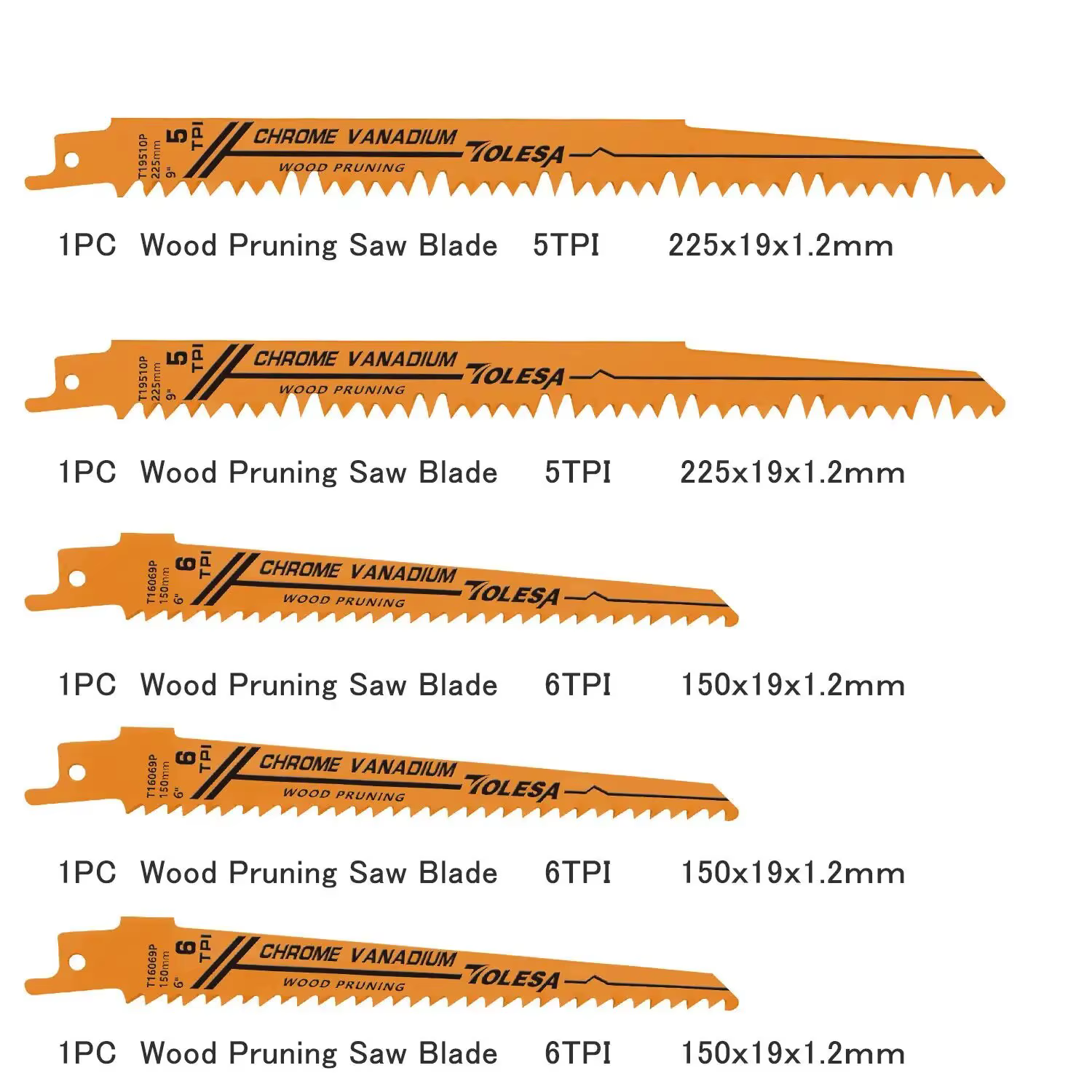 TOLESA 10 pièces lames de scie bi-métal alternatives pour l'élagage du bois PVC coupe métal lourd co