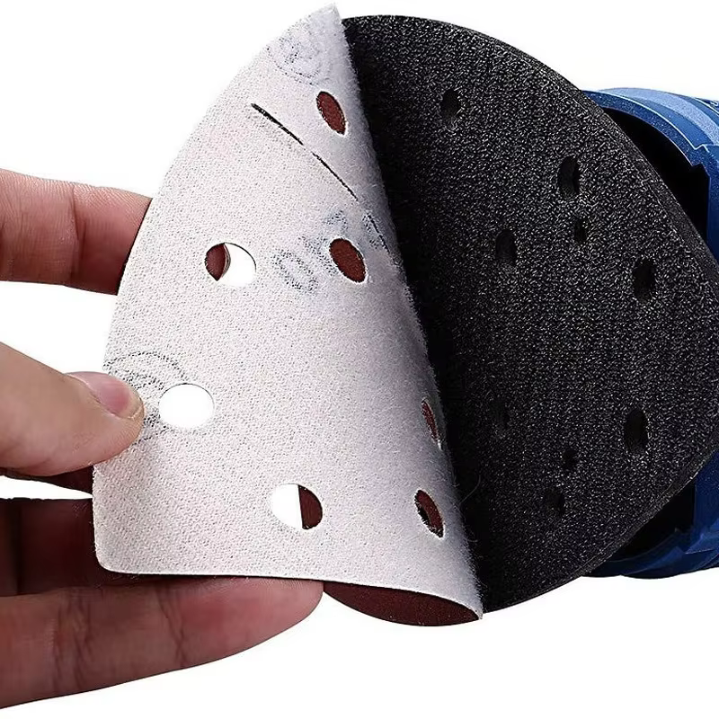 10pc souris détail ponceuse papier de verre 11 trous papier abrasif triangulaire pour multi ponceuse