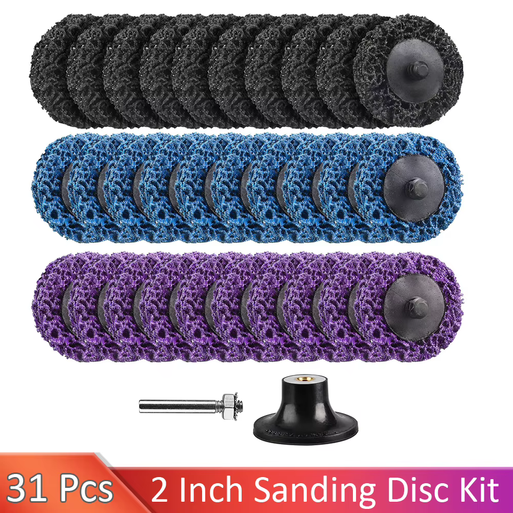 31 pcs. 2 in. drill quick-change easy stripper discs Roue de décapage avec disques de meulage de 1/4