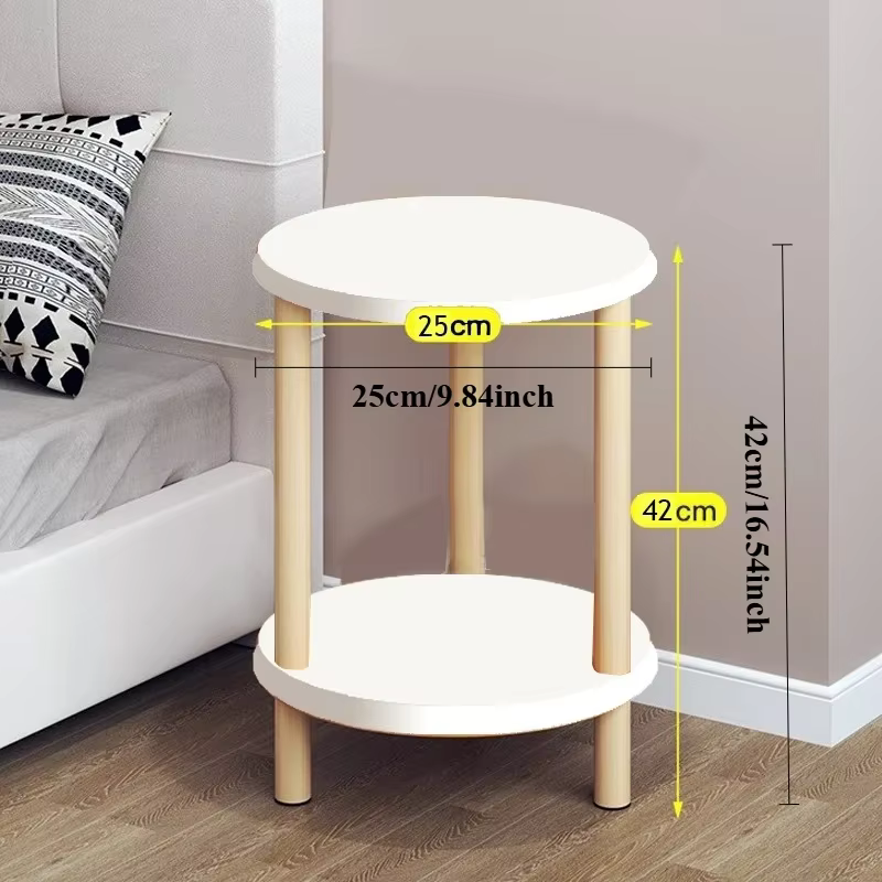 Table de chevet moderne en bois, ronde ou carrée, double niveau, pour la maison, le bureau, la chamb