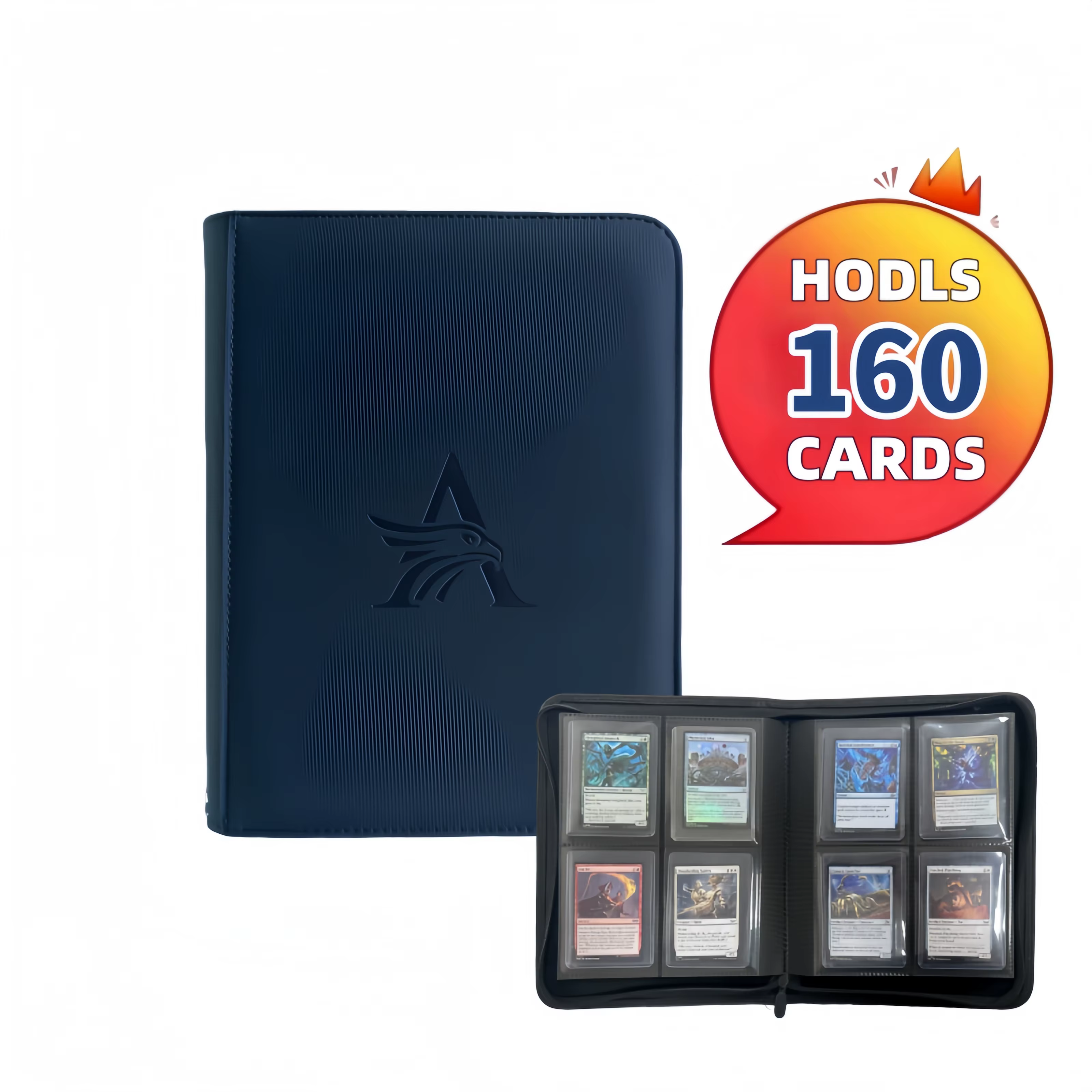 Classeur Toploader à 4 poches, classeur Top Loader pour cartes, peut contenir 160, dossiers de carte