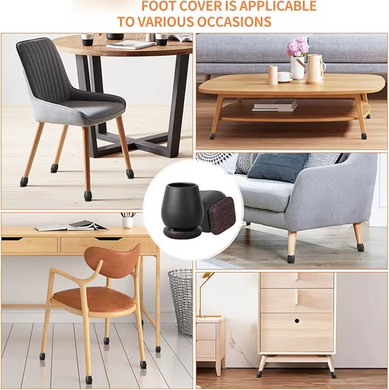 Protecteur de sol pour pieds de chaise, 8 pièces, couvre-pieds en feutre 15 ° Diagonal avec coussi
