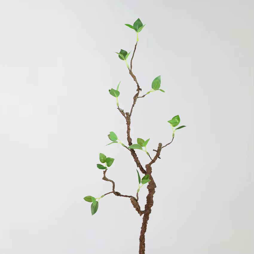 Branche mousseuse de cuir chevelu vert Él, fausse fleur de plante simulée, décoration de la maison, 