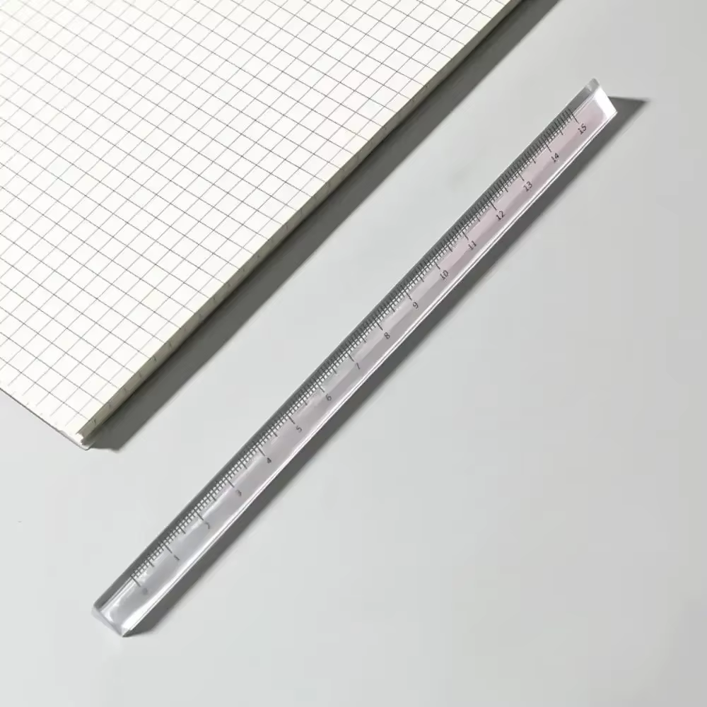 Règle triangulaire en acrylique transparent, outil de mesure de dessin, papeterie scolaire créative,