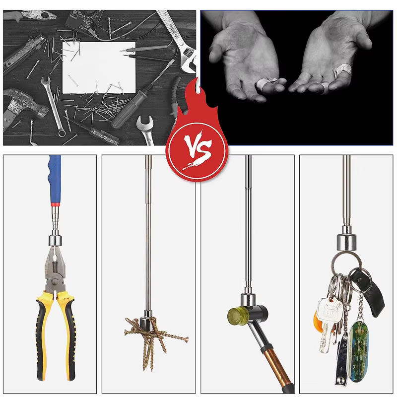 Mini outils de ramassage magnétiques télescopiques, poignée portable réglable, stylo extensible à lo